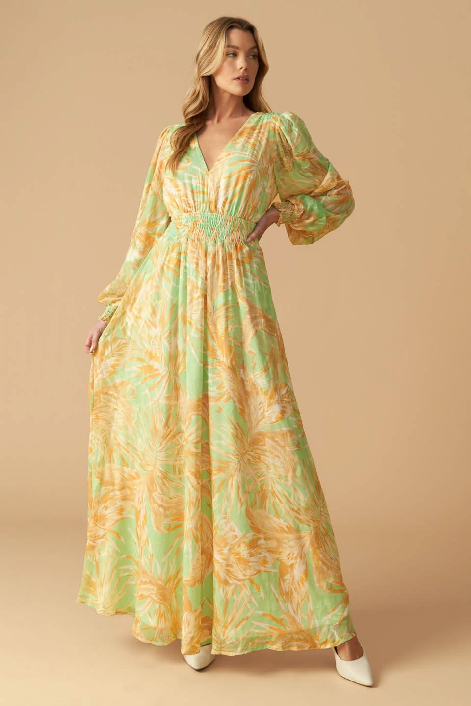 SUNSET SASHAY PRINTED MAXI DRESS