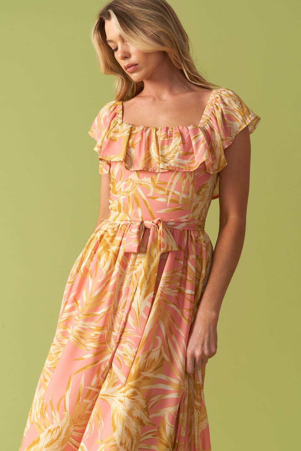 THE ART OF BALANCE WOVEN MIDI DRESS Flying Tomato