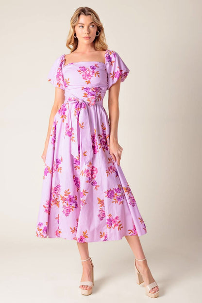 ON CLOUD NINE LAVENDER WOVEN MIDI DRESS