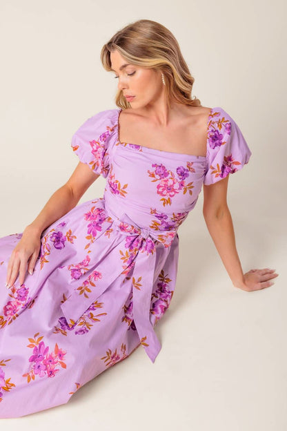 ON CLOUD NINE LAVENDER WOVEN MIDI DRESS