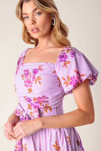 ON CLOUD NINE LAVENDER WOVEN MIDI DRESS