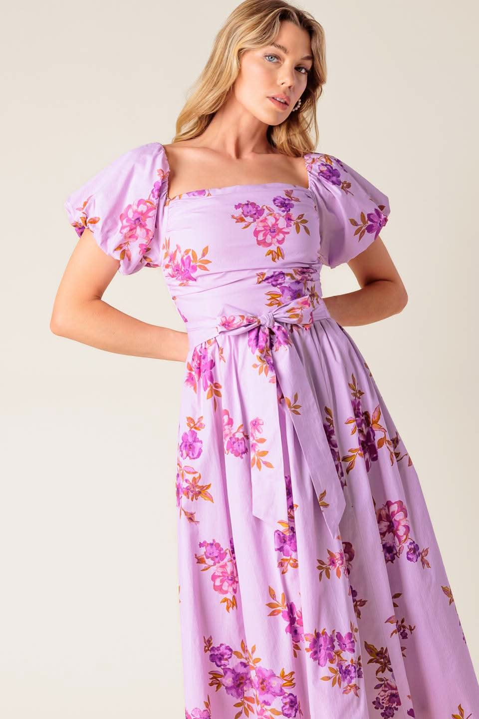 ON CLOUD NINE LAVENDER WOVEN MIDI DRESS