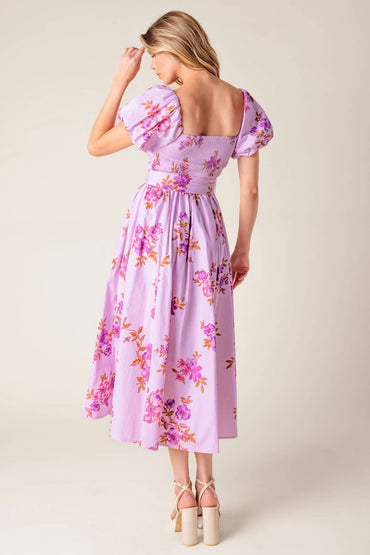 ON CLOUD NINE LAVENDER WOVEN MIDI DRESS