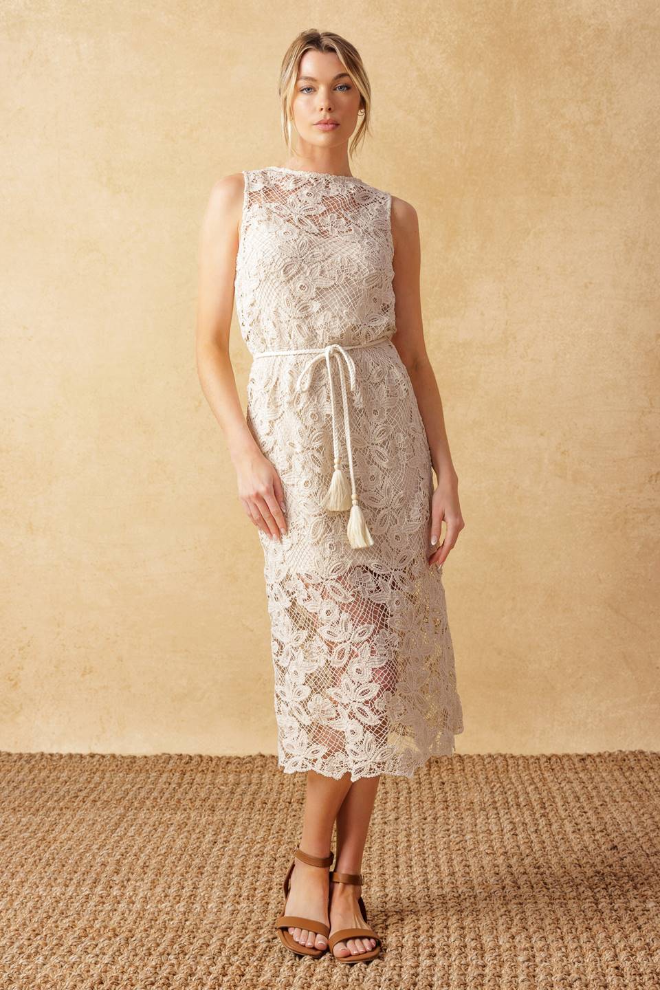 TIMELESS TREASURES LACE WOVEN MIDI DRESS Flying Tomato