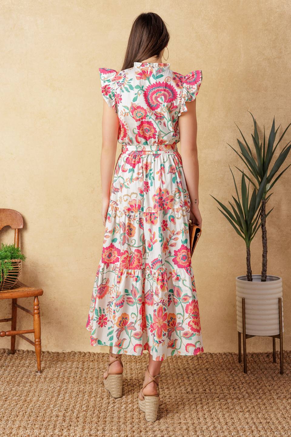 BRIGHT MOMENTS WOVEN MIDI DRESS Flying Tomato