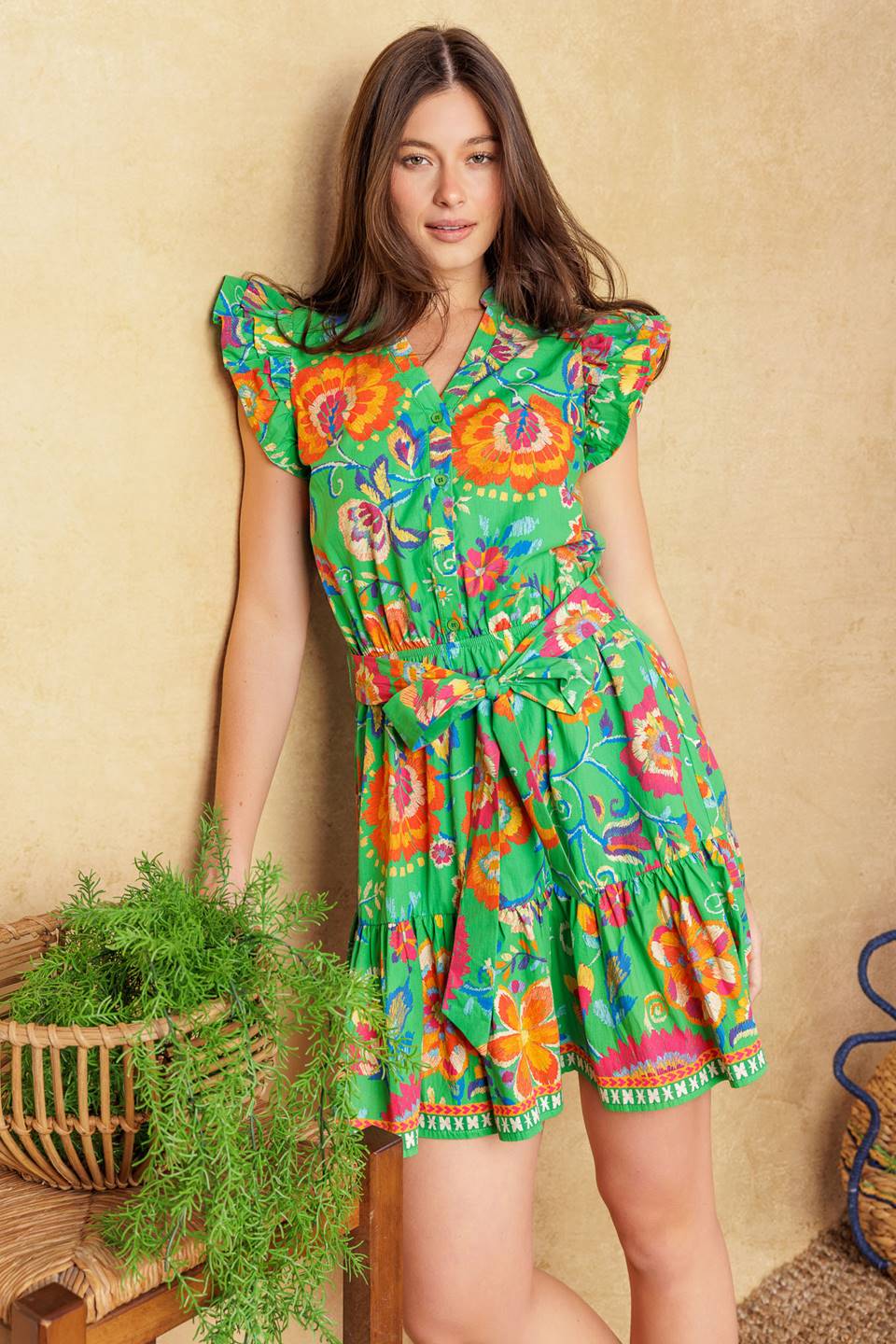 BRIGHTER DAYS WOVEN MINI DRESS Flying Tomato