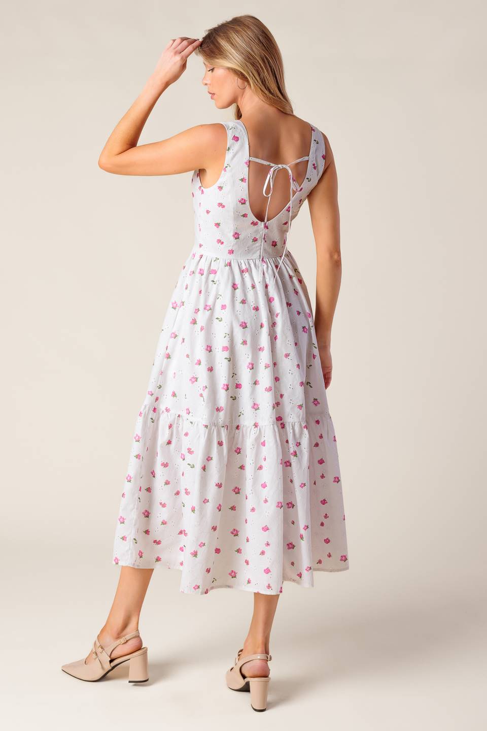 THENA GARDEN PARTY WOVEN EYELET MIDI DRESS Flying Tomato