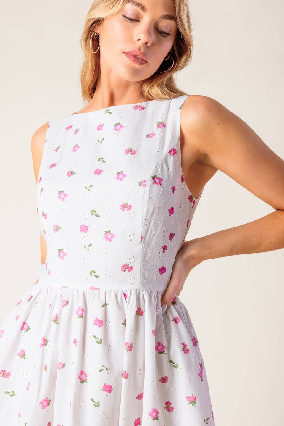 THENA GARDEN PARTY WOVEN EYELET MIDI DRESS Flying Tomato