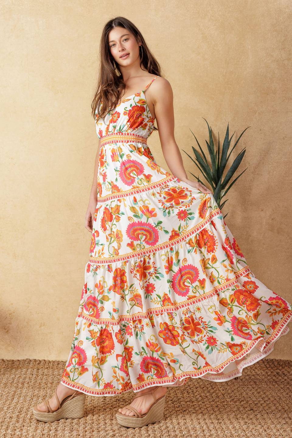 EASY ON ME IVORY RED MIDI DRESS Flying Tomato