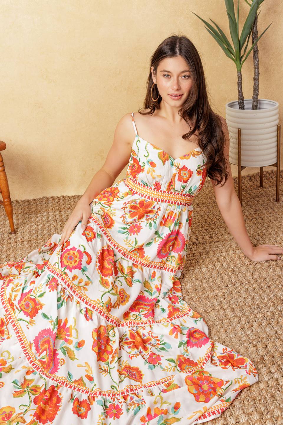 EASY ON ME IVORY RED MIDI DRESS Flying Tomato