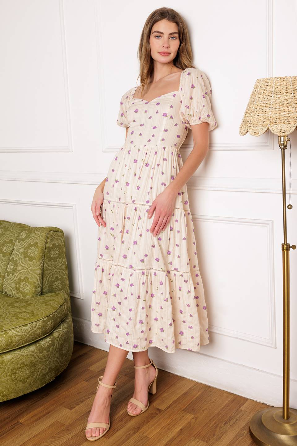 SUNSET GAZING WOVEN MIDI DRESS Flying Tomato