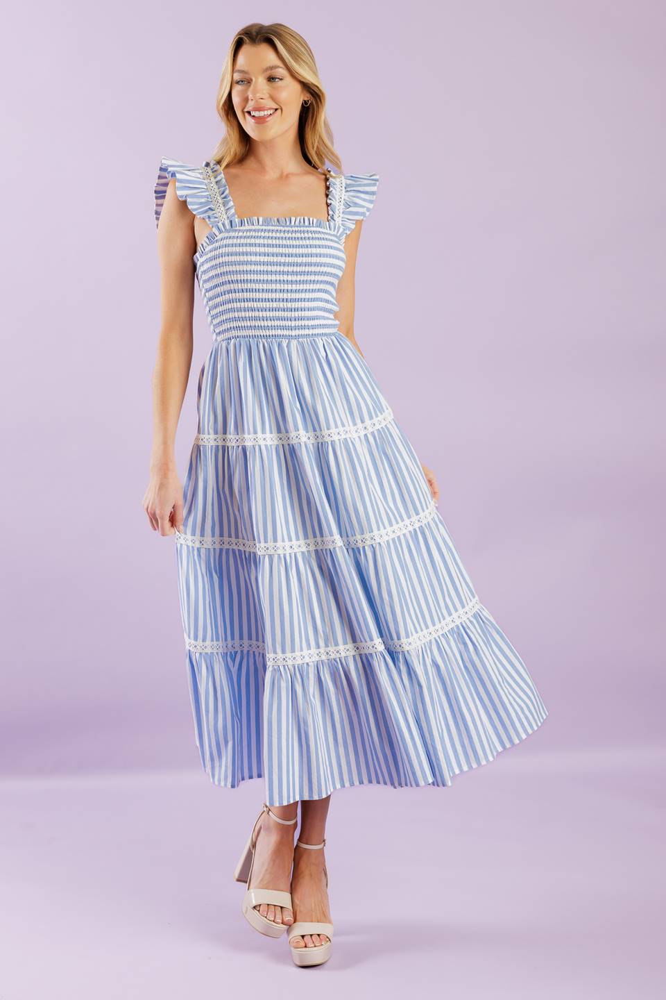 SUMMER STRIPE MIDI DRESS