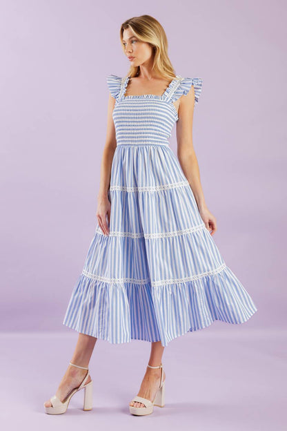 SUMMER STRIPE MIDI DRESS