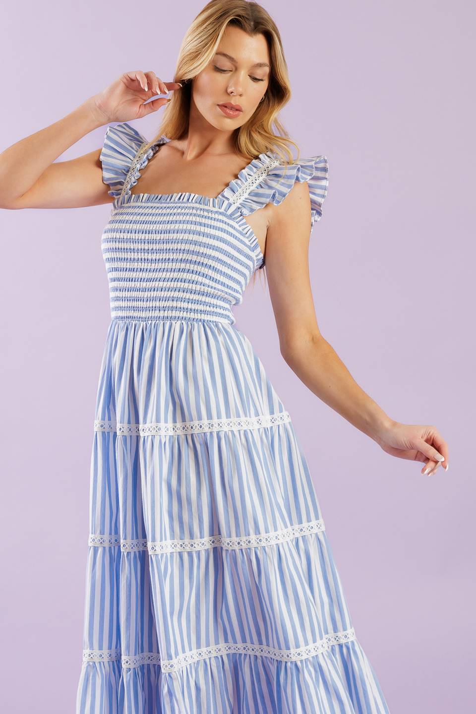 SUMMER STRIPE MIDI DRESS