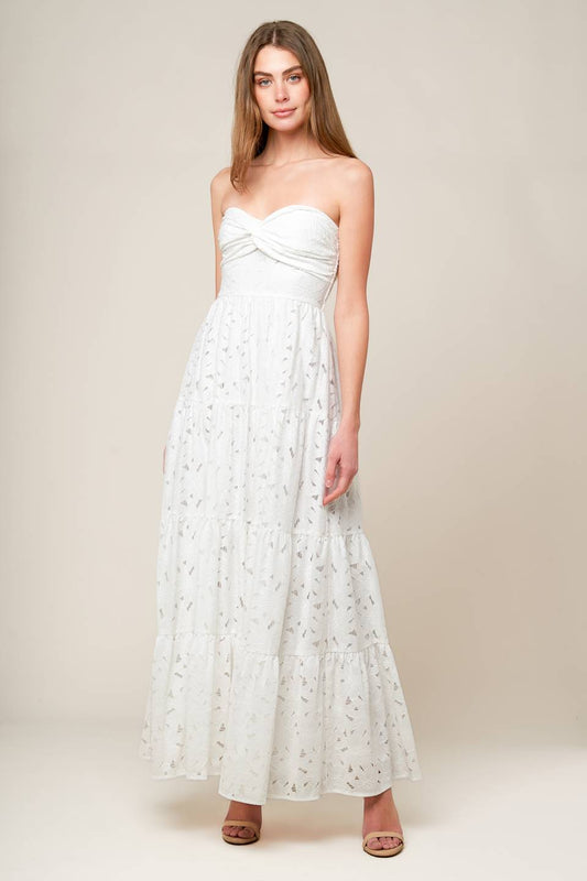 WISHING WELL WHITE WOVEN LACE MAXI DRESS Flying Tomato