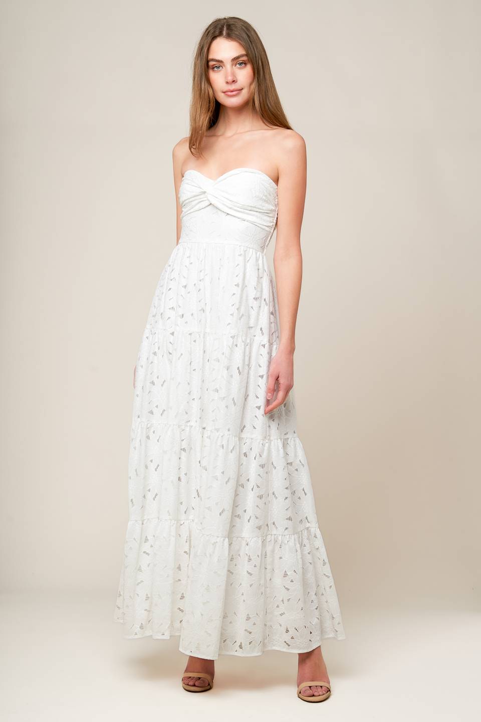 WISHING WELL WHITE WOVEN LACE MAXI DRESS Flying Tomato