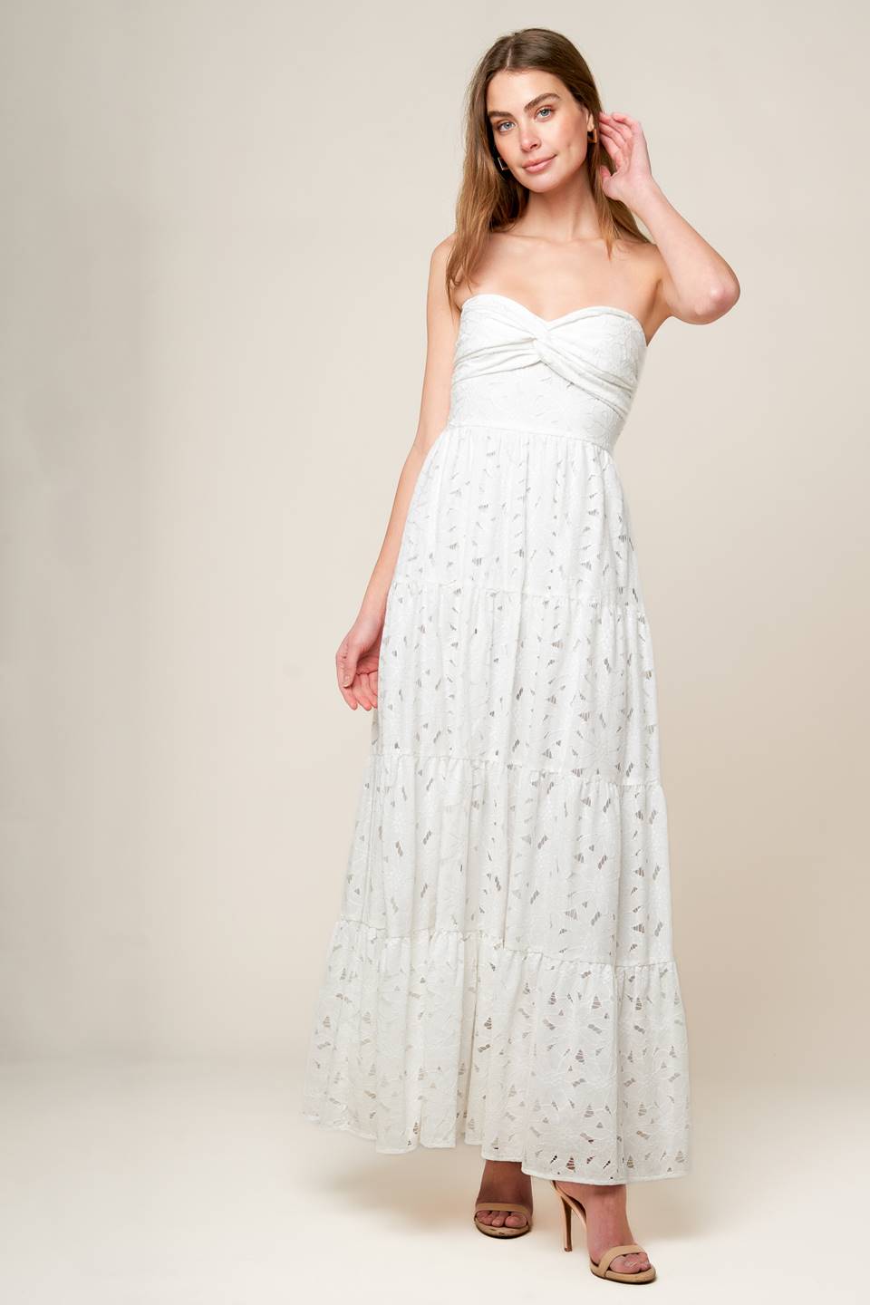 WISHING WELL WHITE WOVEN LACE MAXI DRESS Flying Tomato