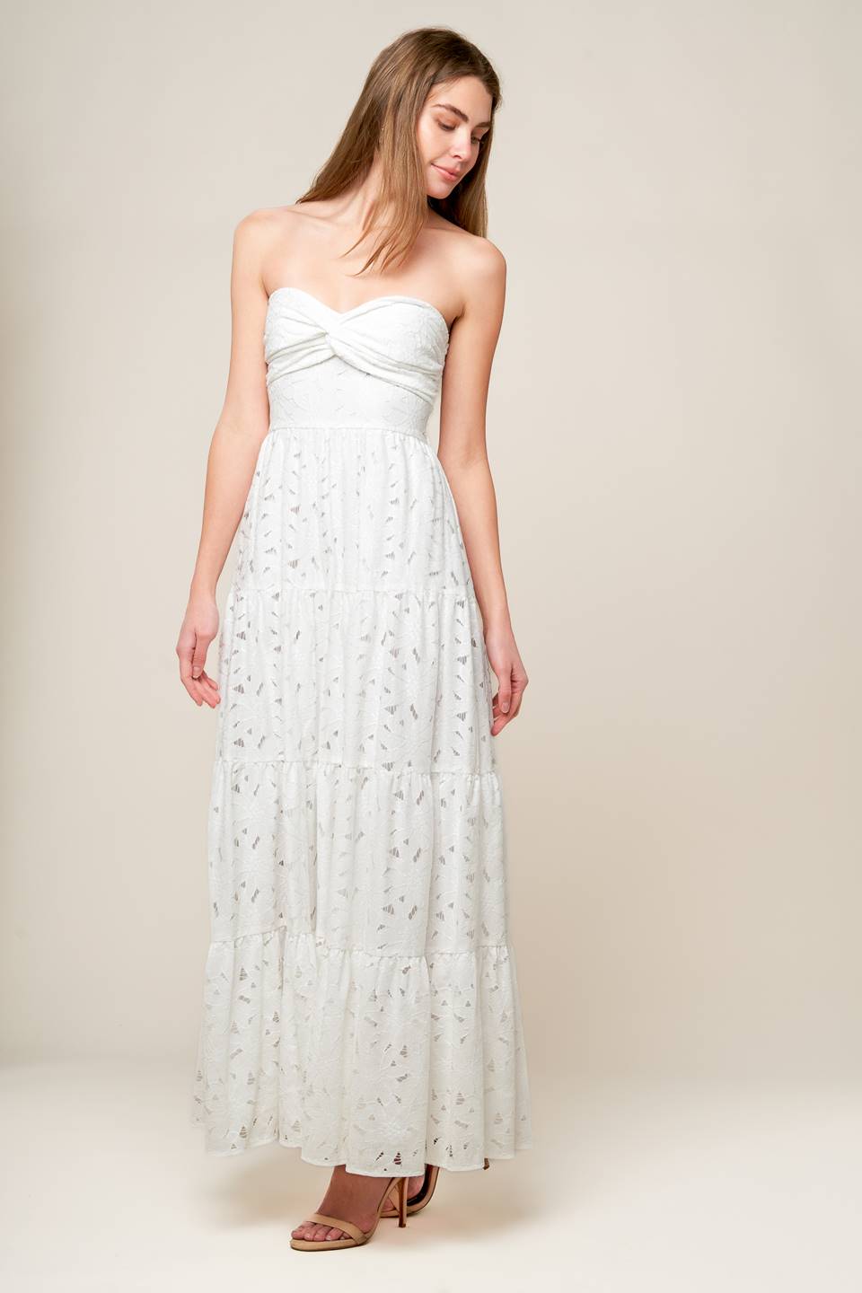 WISHING WELL WHITE WOVEN LACE MAXI DRESS Flying Tomato