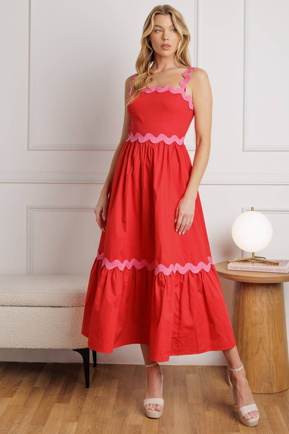 TREAD LIGHTLY WOVEN MIDI DRESS Flying Tomato