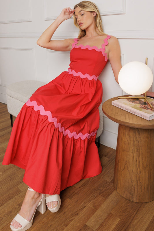 TREAD LIGHTLY WOVEN MIDI DRESS Flying Tomato