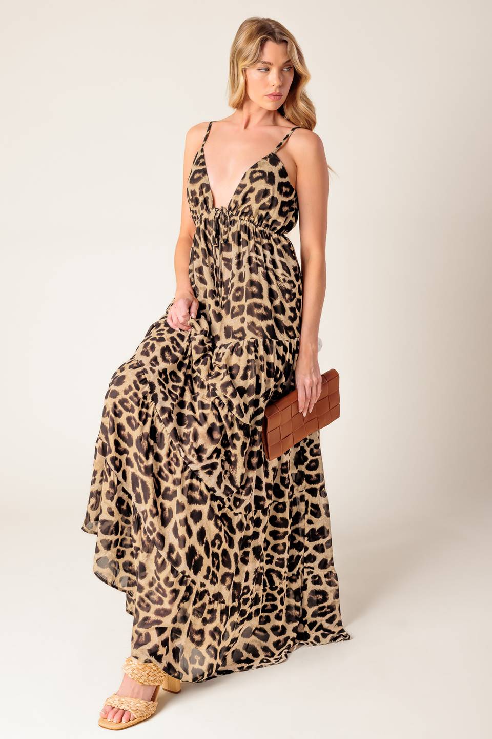 BEACH BUM LEOPARD WOVEN MAXI DRESS