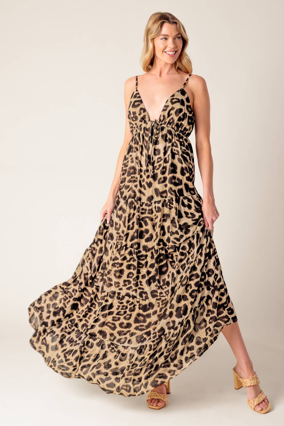 BEACH BUM LEOPARD WOVEN MAXI DRESS