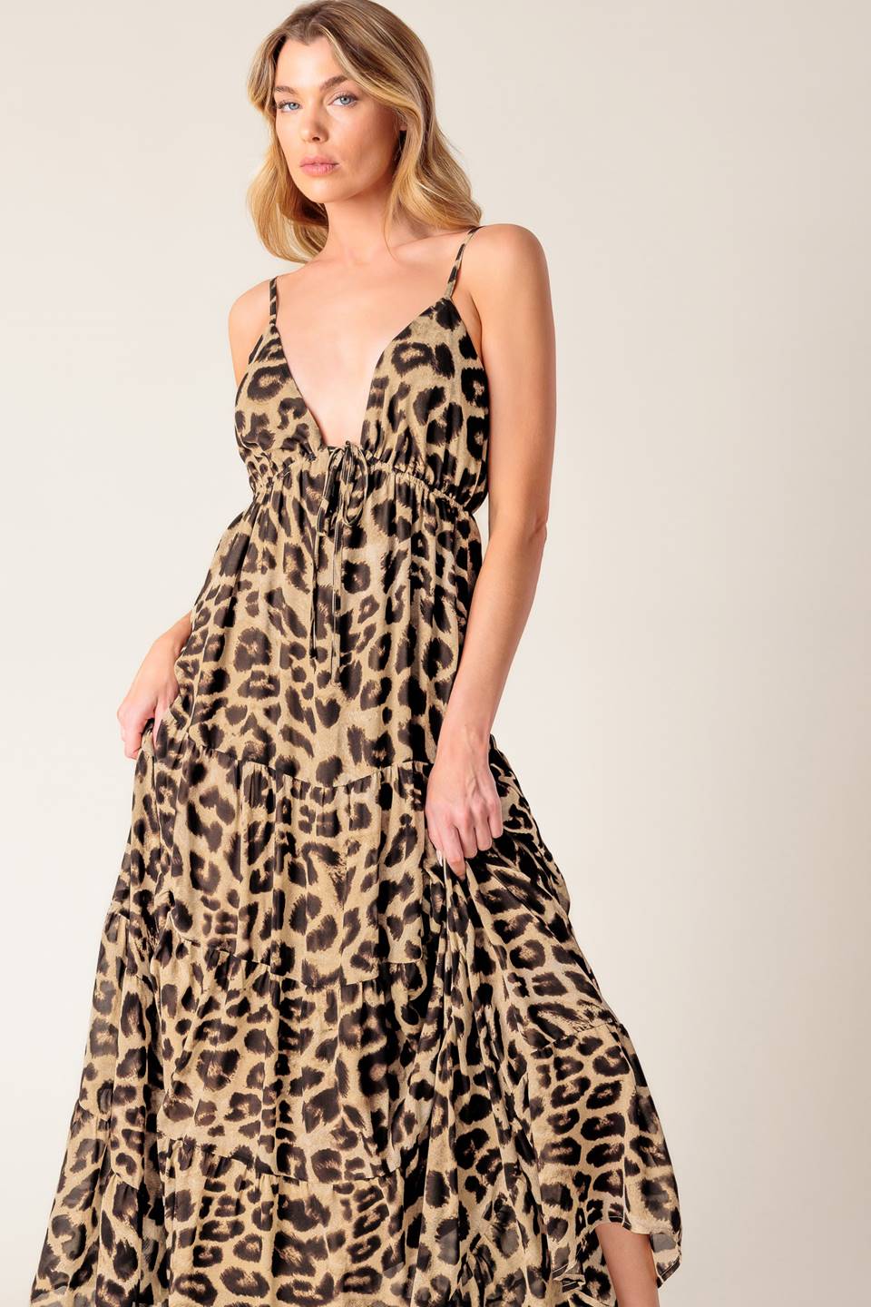 BEACH BUM LEOPARD WOVEN MAXI DRESS