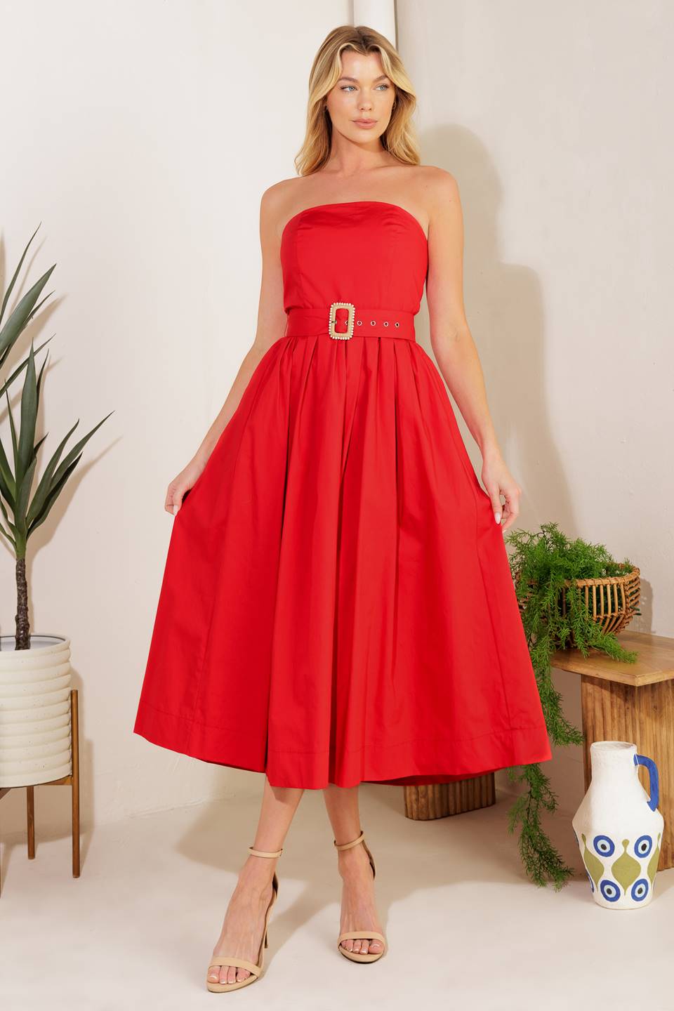 DAYS THAT FADE WOVEN MIDI DRESS Flying Tomato