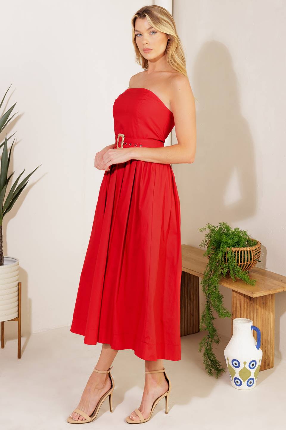DAYS THAT FADE WOVEN MIDI DRESS Flying Tomato