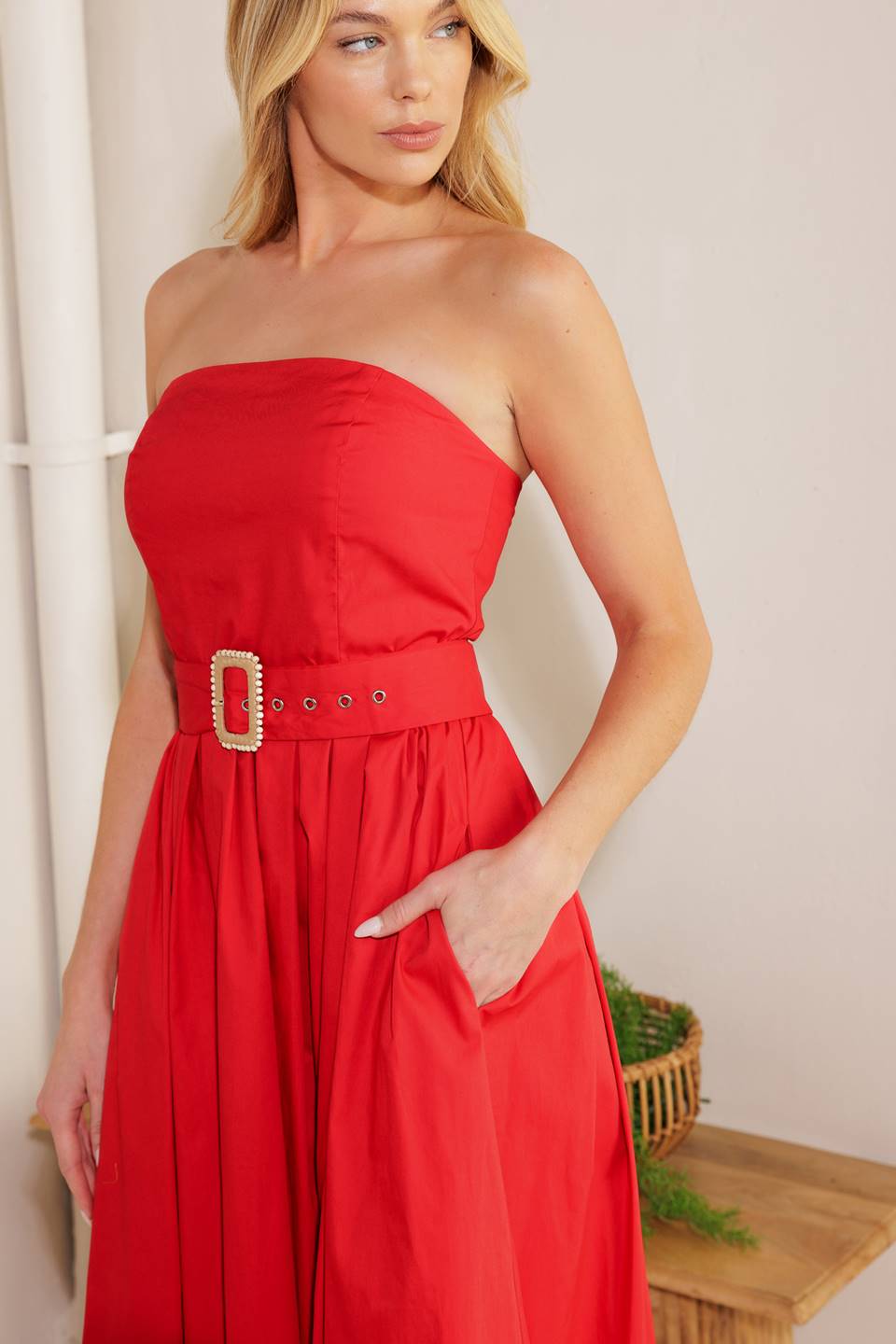 DAYS THAT FADE WOVEN MIDI DRESS Flying Tomato