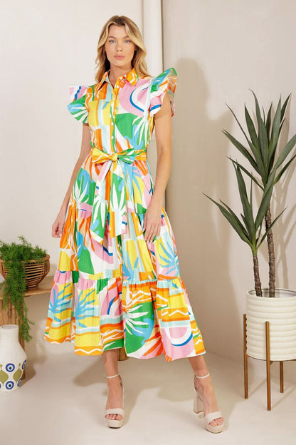 OVERWHELMING CHARM PRINTED MIDI DRESS