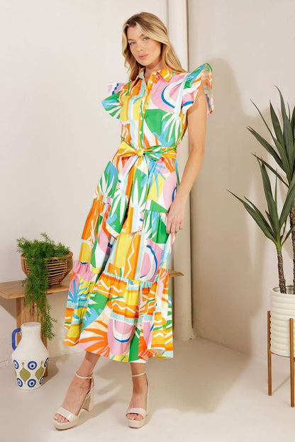 OVERWHELMING CHARM PRINTED MIDI DRESS