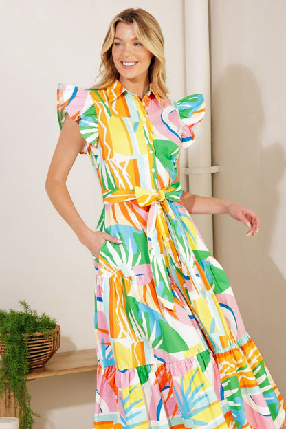 OVERWHELMING CHARM PRINTED MIDI DRESS