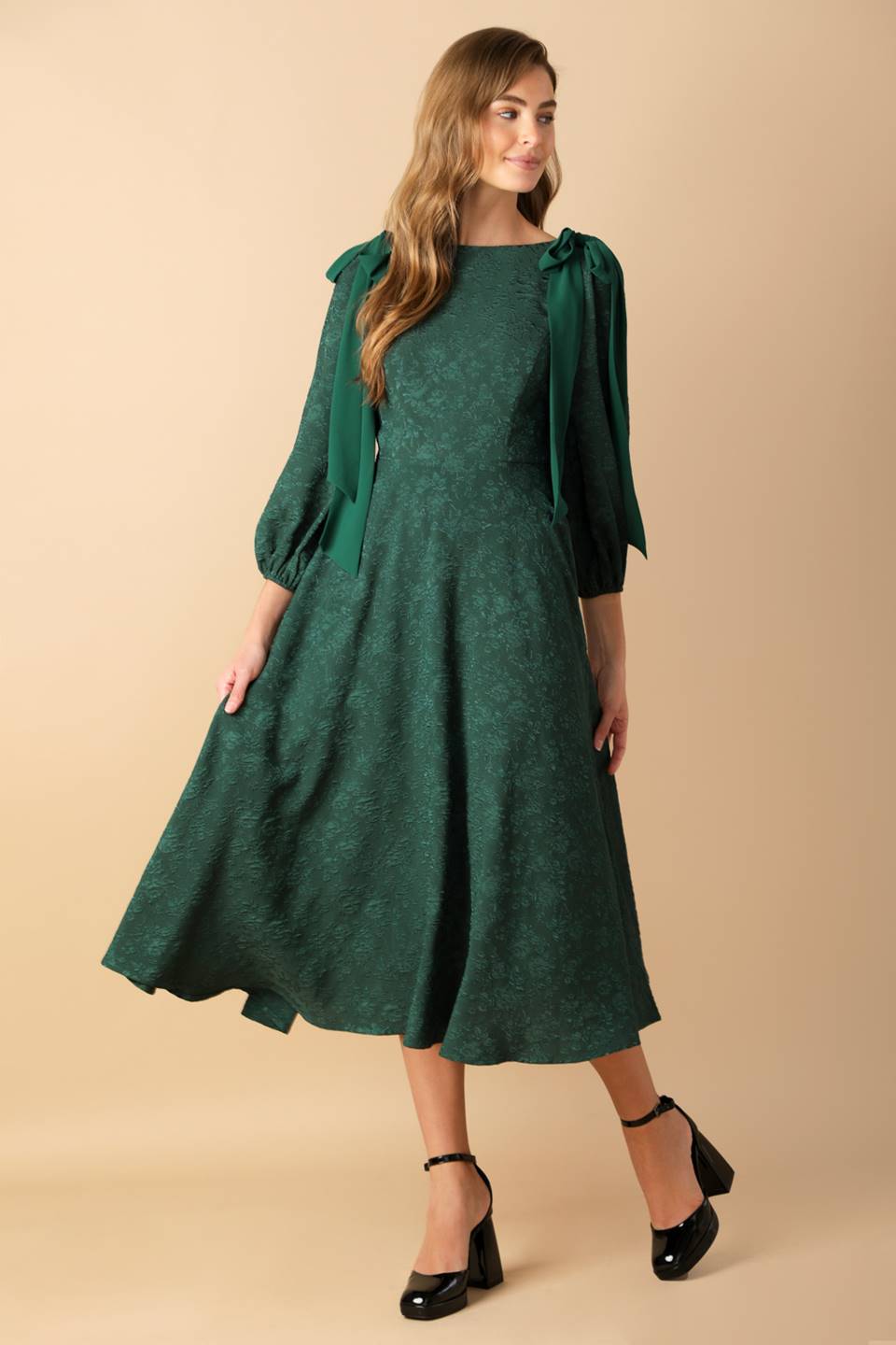 COSMIC REFLECTIONS WOVEN MIDI DRESS Flying Tomato