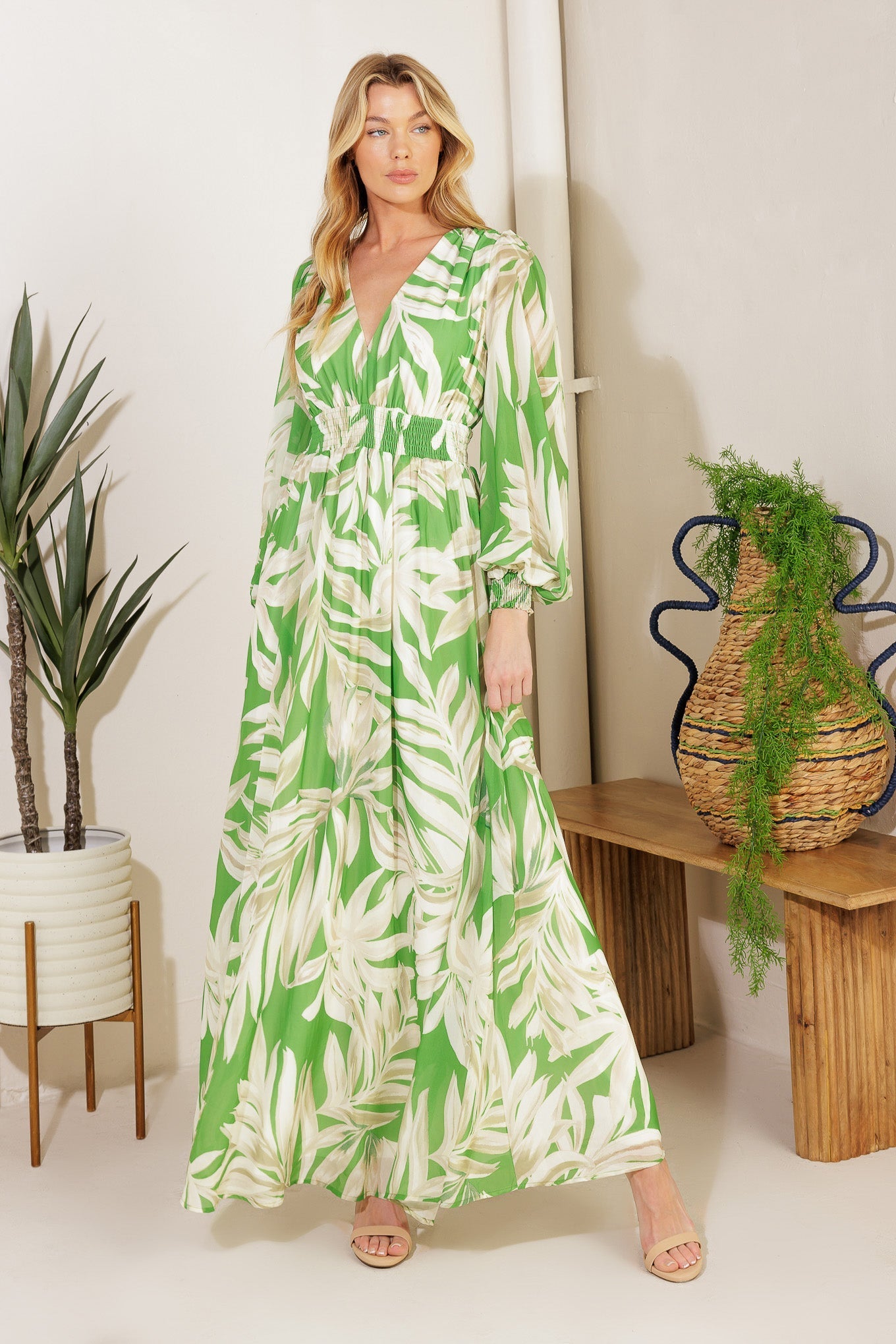 LEAVES OF TOMORROW WOVEN MAXI DRESS Flying Tomato