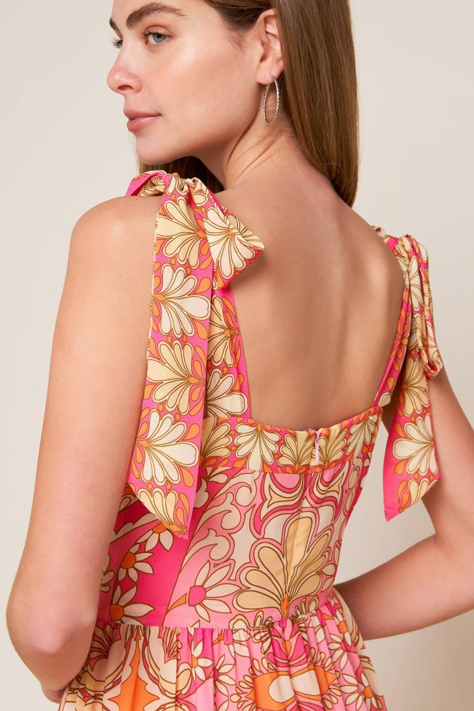 Detail shot of the bodice on the Flying Tomato IMPRESSIVE FLIRT BLUE WOVEN MAXI DRESS, highlighting intricate design elements