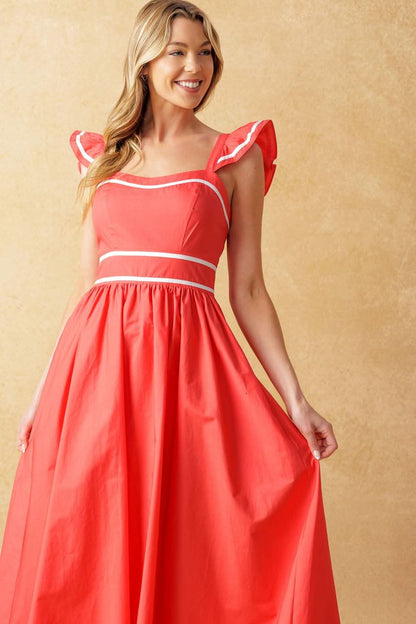 SWEETHEART RUFFLED MIDI DRESS