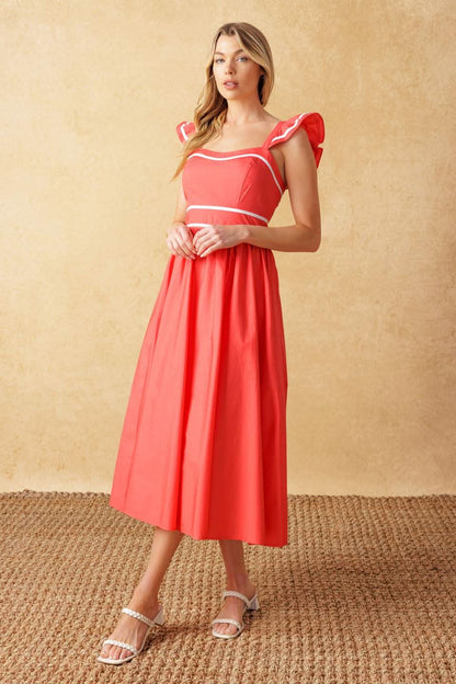 SWEETHEART RUFFLED MIDI DRESS