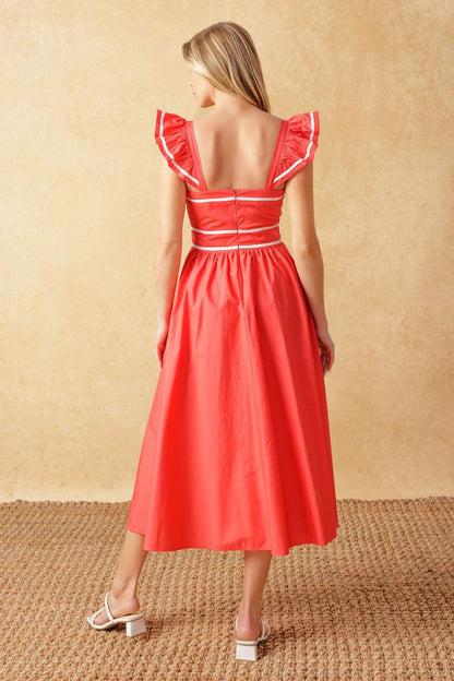 SWEETHEART RUFFLED MIDI DRESS