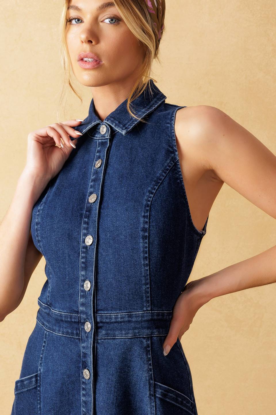 TIME FOR SOMETHING DENIM MIDI DRESS Flying Tomato