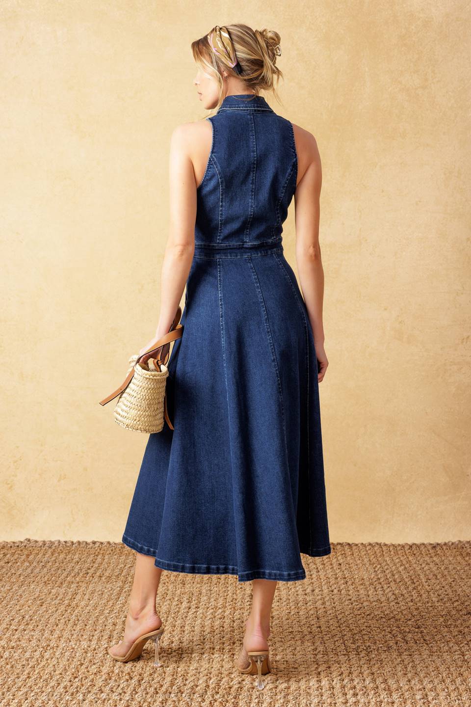 TIME FOR SOMETHING DENIM MIDI DRESS Flying Tomato