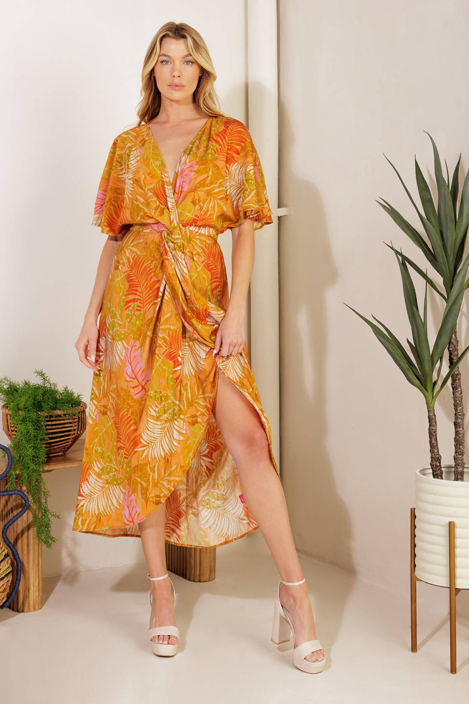 BUDDING HEARTS WOVEN MIDI DRESS Flying Tomato