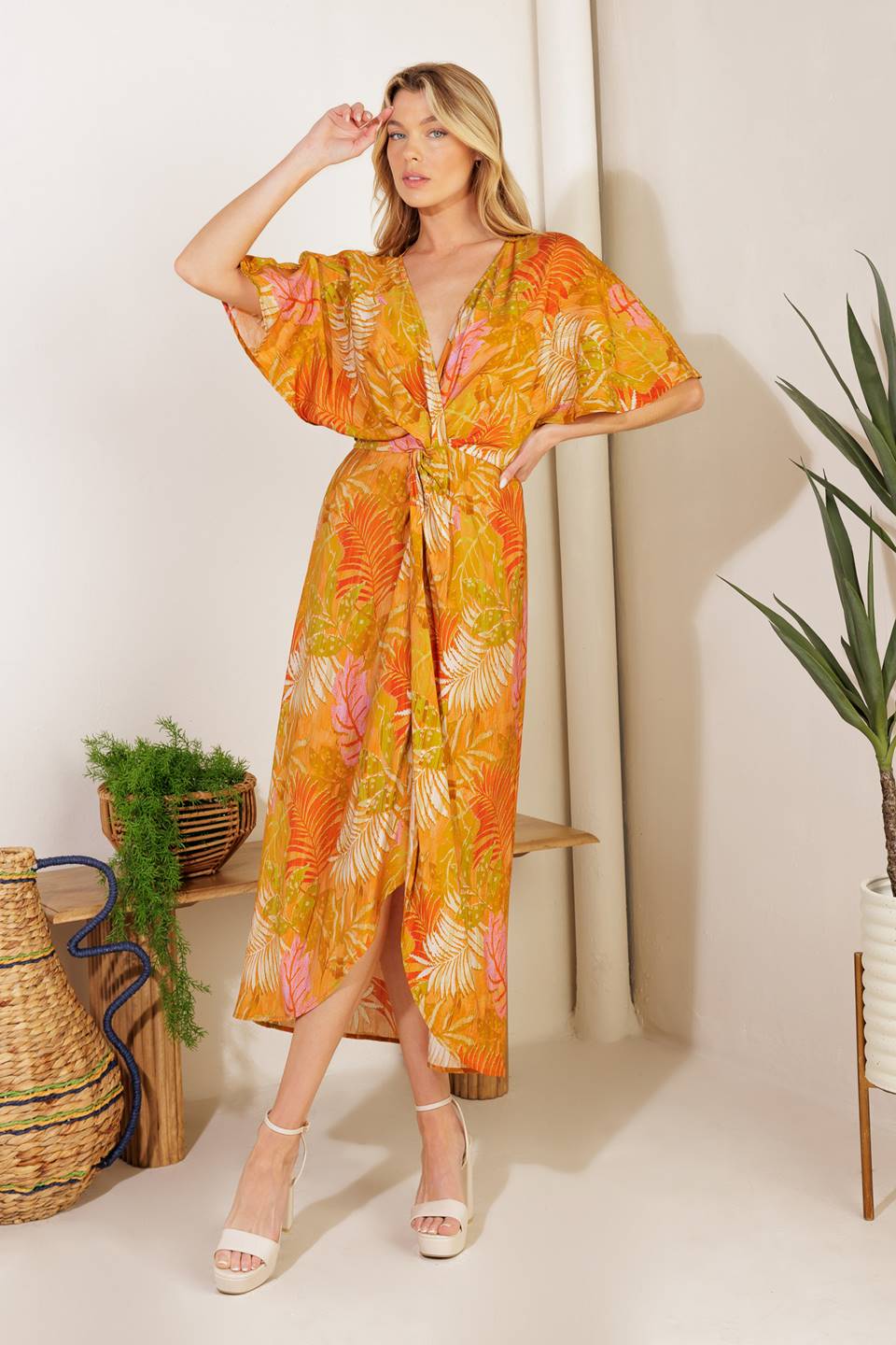 BUDDING HEARTS WOVEN MIDI DRESS Flying Tomato