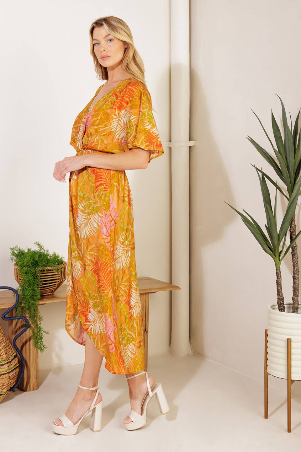 BUDDING HEARTS WOVEN MIDI DRESS Flying Tomato