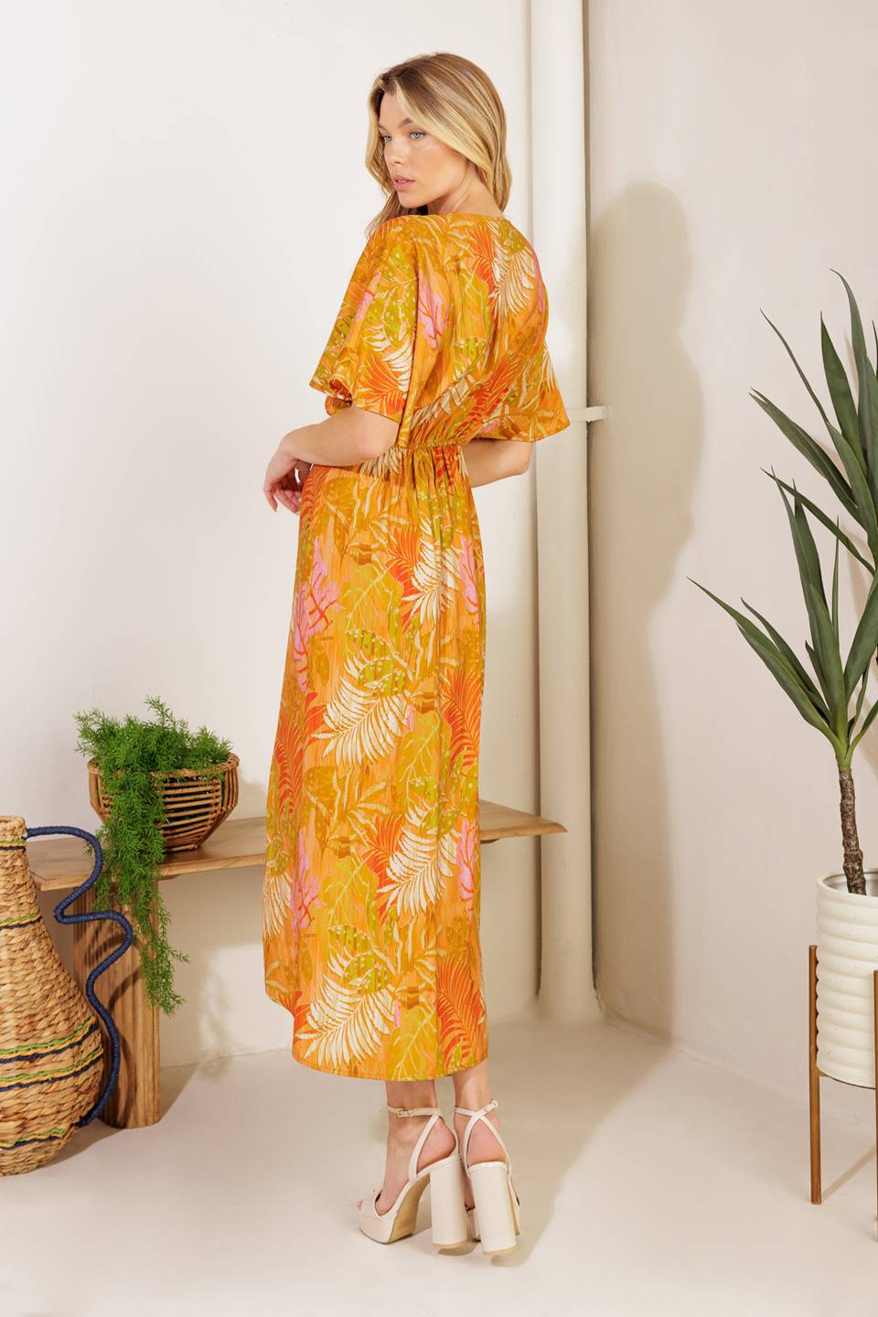 BUDDING HEARTS WOVEN MIDI DRESS Flying Tomato