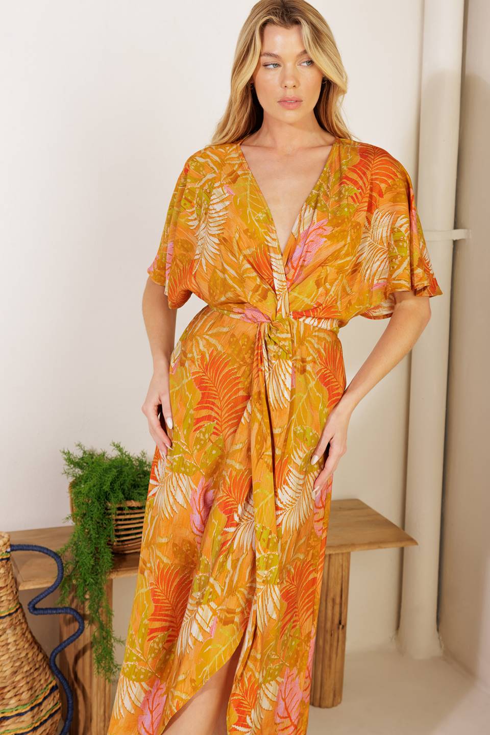 BUDDING HEARTS WOVEN MIDI DRESS Flying Tomato