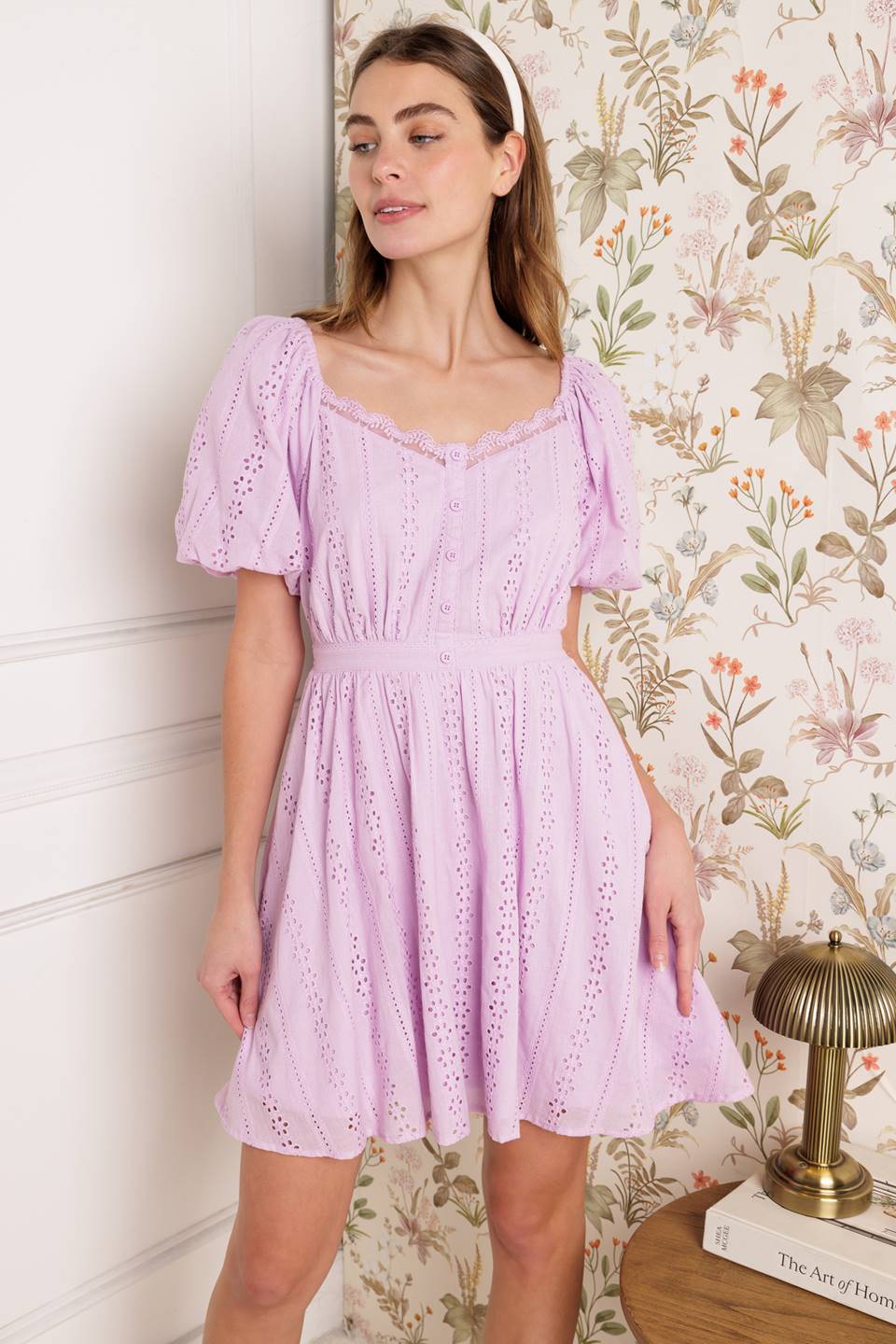 MIDNIGHT MIRAGE GOWN WOVEN EYELET MINI DRESS Flying Tomato