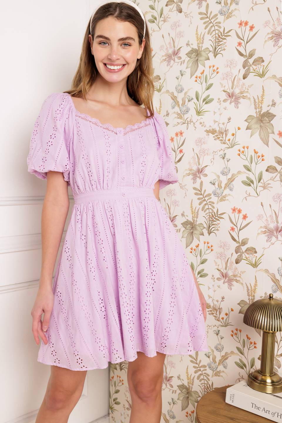 MIDNIGHT MIRAGE GOWN WOVEN EYELET MINI DRESS Flying Tomato