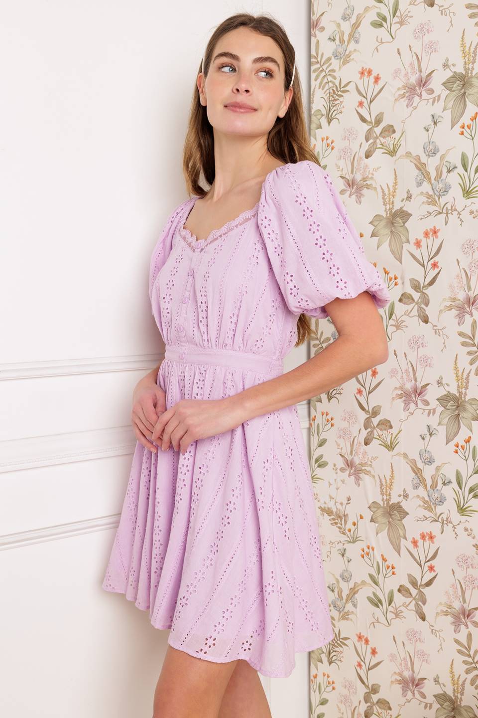 MIDNIGHT MIRAGE GOWN WOVEN EYELET MINI DRESS Flying Tomato