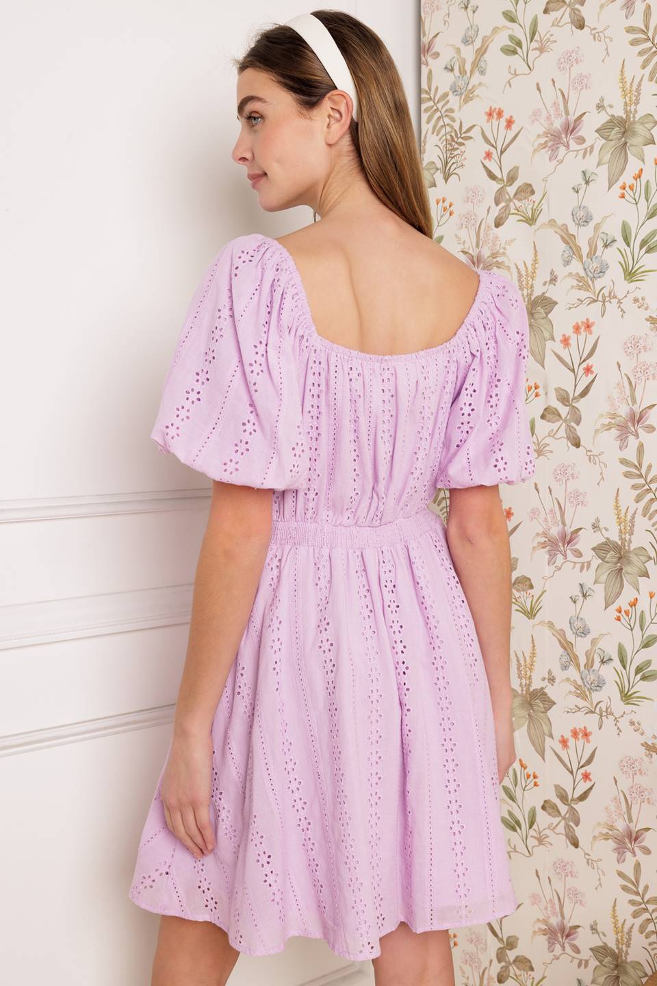 MIDNIGHT MIRAGE GOWN WOVEN EYELET MINI DRESS Flying Tomato